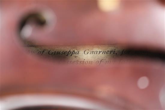 A violin, probably by F.W. Chanot, London 1900, after G. Guarneri